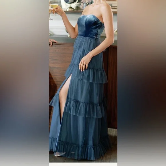 Revelry Frankie Convertible Velvet + Tulle Dress in Dusty Rose / Rosewood - 12 - Picture 11 of 11